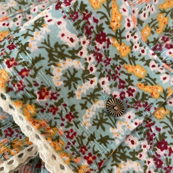 Anthropologie Maeve LS Blouse Gelise Pintuck Metal Buttons Peasant Prairie, Med. - Picture 8 of 14